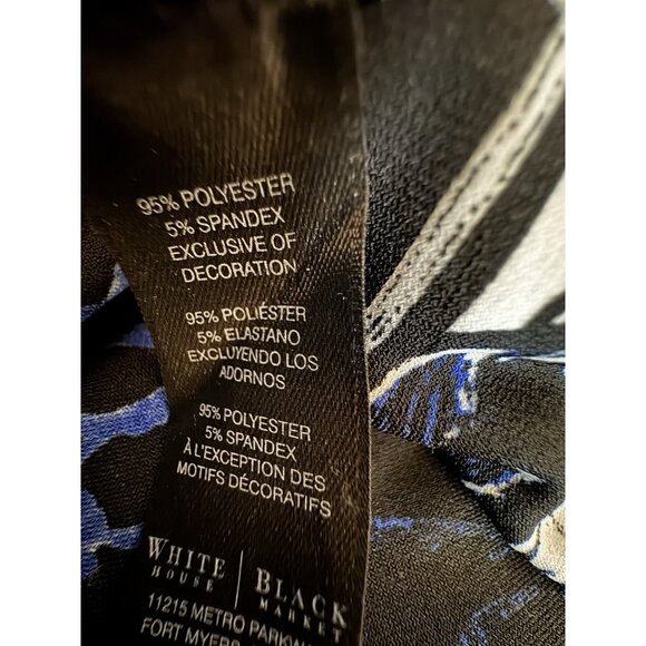 WHBM Dress Black Blue White XL Colorful 3/4 Long Sleeve Stretch Shift Washable - Picture 11 of 12